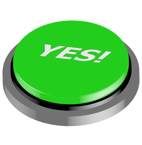 Sim - Ilustração de botão verde 3D — Fotografia de Stock