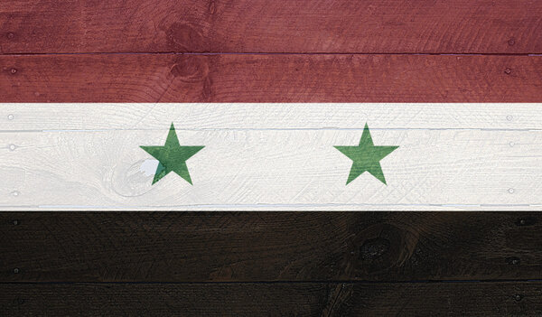 Syria flag on wood boards with nails
