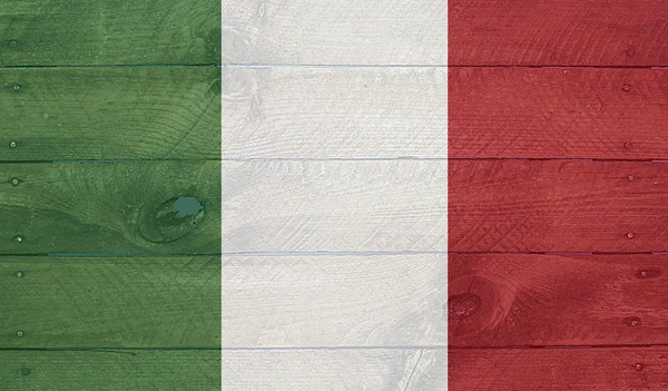 Italy flag on wood boards with nails — Stock Photo, Image