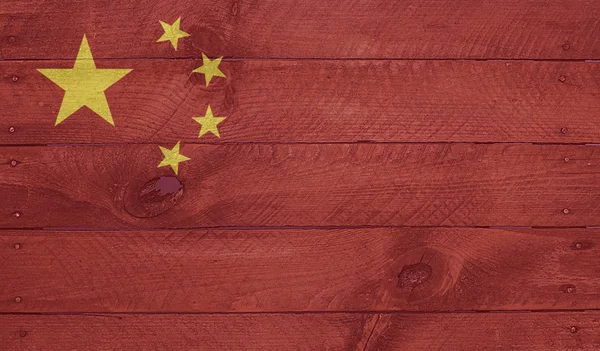 China flag on wood boards with nails — Stock Photo, Image