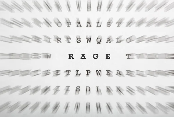 Word Rage Puzzle Cross Word Riddle Letter Grid Focus Motion — Stock Photo, Image
