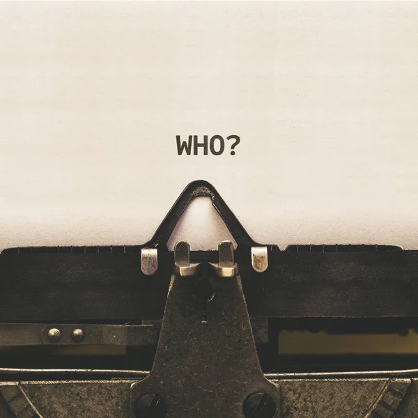 Question Word Who Headline Message Written Paper Vintage Type Writer — Stock Photo, Image