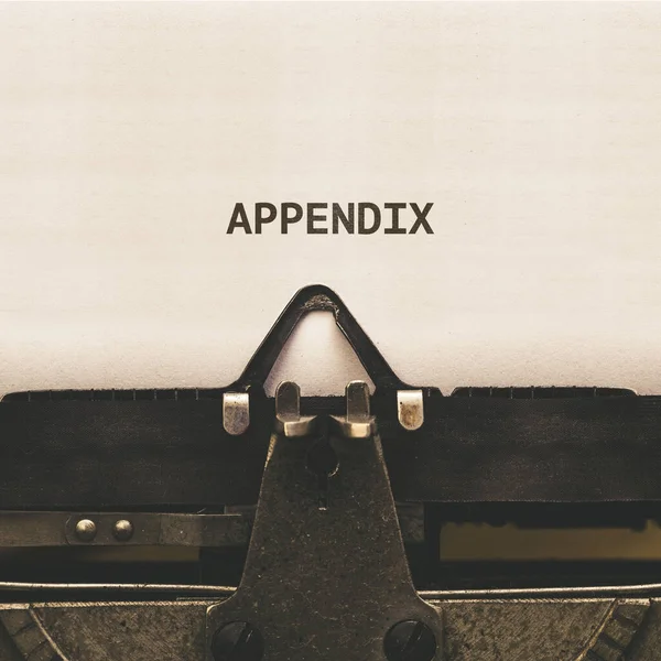 Appendix Word Written Headline Title Paper Vintage Type Writer Machine — Stock Photo, Image