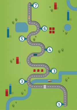 İş akışı yol haritası, Infographic flat lay style, A4 portre biçiminde, metin arkaplan ve 8 kontrol noktası olmadan doğal manzara üzerinde