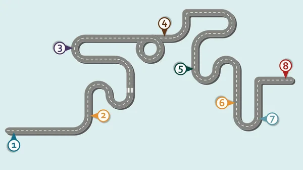 Hoja Ruta Flujo Trabajo Empresarial Estilo Infográfico Plano Formato Ancho — Vector de stock