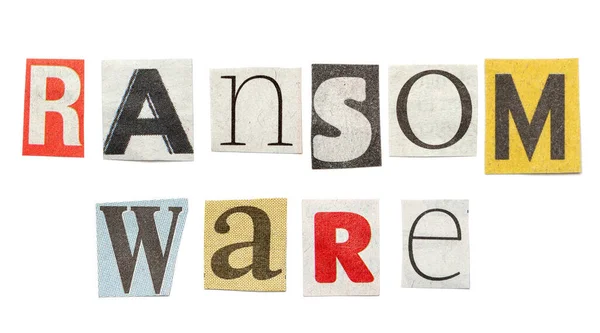 Ransomware Words Composed Isolated Cutout Newspaper Letters — Stock Photo, Image