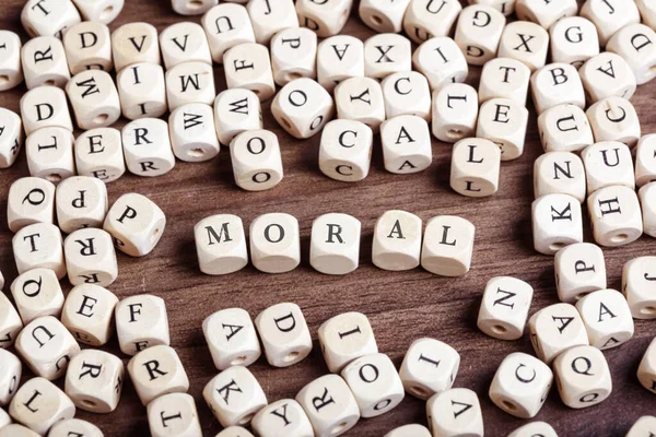 Word Moral Letters Cube Dices Table — Fotografia de Stock