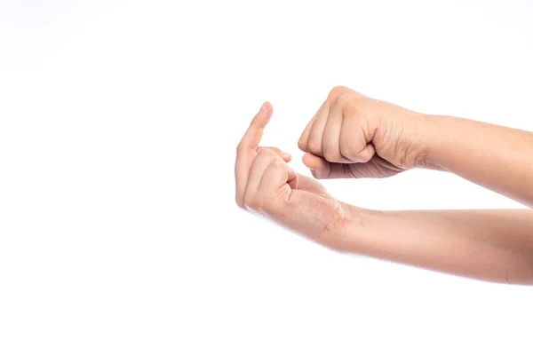 Crank Lever Middle Finger Insult Child Gesture Hand School Aged — Stock Photo, Image