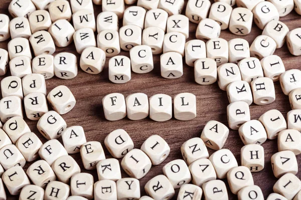 Word Fail Letters Kubus Dobbelstenen Tafel — Stockfoto