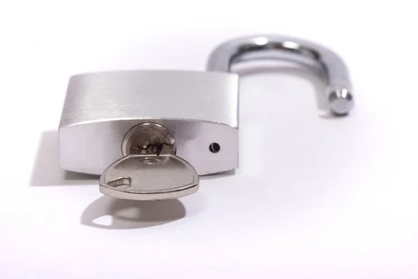 Silver Padlocks Open Closed Isolated White Background — Photo