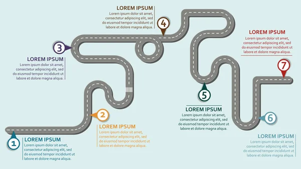 Business Workflow Roadmap Infographic Flat Lay Style Wide Format Soft — Stok Vektör