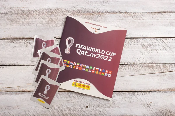 Berlin Germany August 2022 Panini Collector Stickers Album Football World — Fotografia de Stock