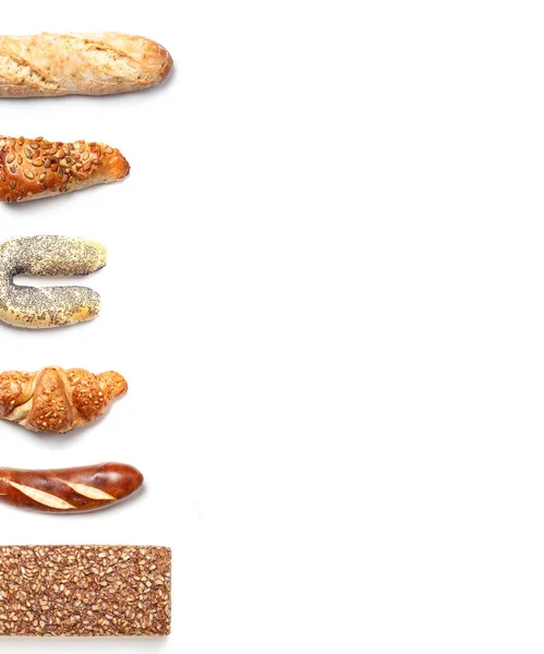 Ψωμί Roll Αρτοποιίας Ποικιλία Υψηλής Γωνίας Μορφή Λίστας Στην Αριστερή — Φωτογραφία Αρχείου
