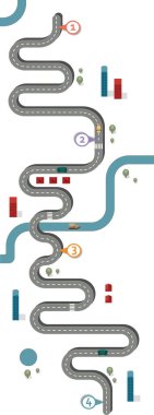 İş akışı yol haritası, infografik düz yatış biçimi, 25: 9 dikey, uzun, yüksek, panel, resim biçimi 4 kontrol noktası ile metin arkaplanı olmadan beyaz üzerine