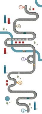 İş akışı yol haritası, infografik düz yatay biçim, 25: 9 dikey, uzun, yüksek, panel, beyaz üzerine portre biçimi 5 kontrol noktası ile metin arkaplanı olmadan