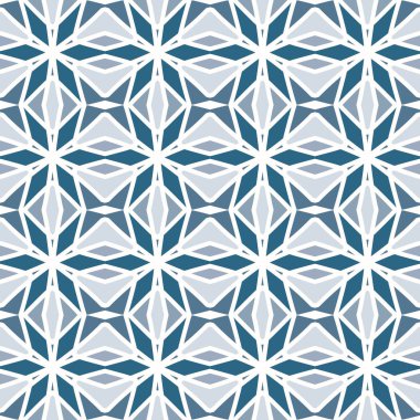 Mavi gölgeli geometrik desen. Renkli dekoratif grafik tasarım. Mozaik süslemeleri