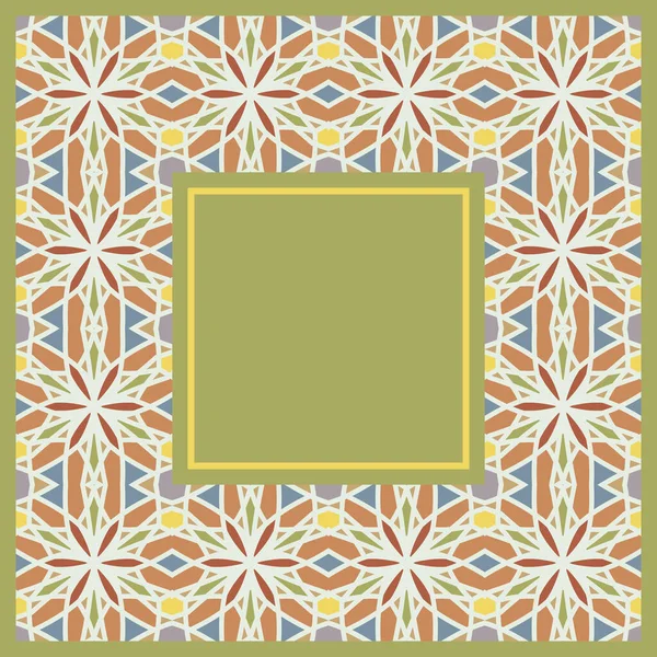 Quadro de renda feita de padrão de mosaico. Decoração de cartões postais e guardanapos. — Vetor de Stock