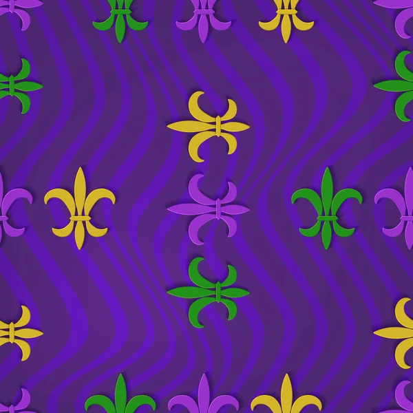 Patrón de raya sin costuras con símbolo de flor de lis para Mardi Gras. — Vector de stock