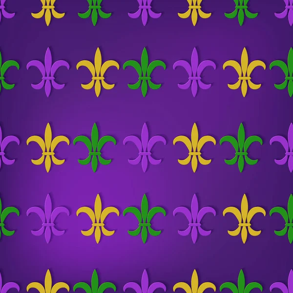 Patrón sin costuras con símbolo de flor de lis para Mardi Gras. — Vector de stock