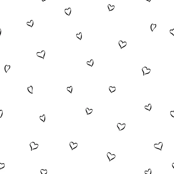 Seamless pattern of hearts. Hand-drawn cartoon cute doodle design isolated on white background. — Wektor stockowy