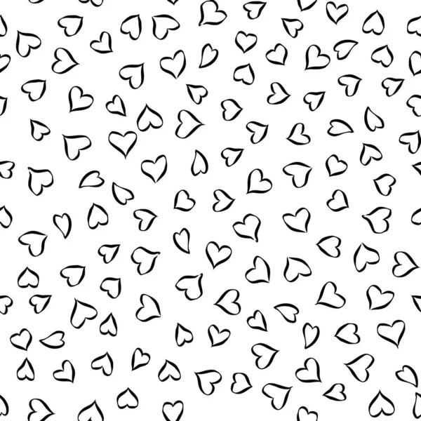 Seamless pattern of hearts. Hand-drawn cartoon cute doodle design isolated on white background. — Stock Vector