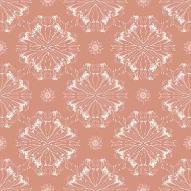 Bitkisel elementlerle geometrik simetrik, pürüzsüz desen.