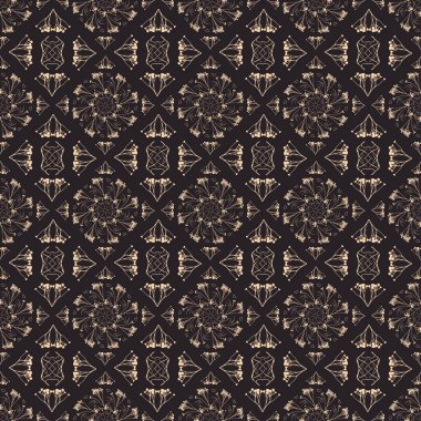 Bitkisel elementlerle geometrik simetrik, pürüzsüz desen.