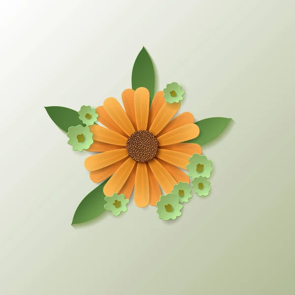 Flor de girassol isolado. Ilustração vetorial em estilo de corte de papel — Vetor de Stock