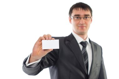 genç işadamı kartvizit gösterilen
