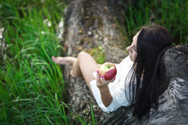 Krásná dívka u stromu — Stock fotografie