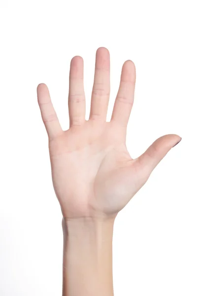 Vrouwelijke hand op een witte achtergrond — Stockfoto