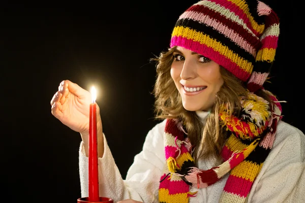 Vacker ung kvinna i xmas eve — Stockfoto