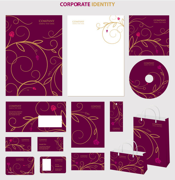 Business style template with golden floral pattern