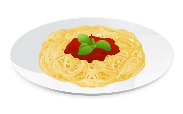 Pasta boloñesa con salsa de tomate — Vector de stock