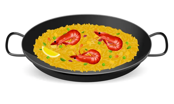 Paella. Makanan tradisional Spanyol - Stok Vektor