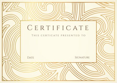 Horizontal gold certificate of completion ( template) clipart