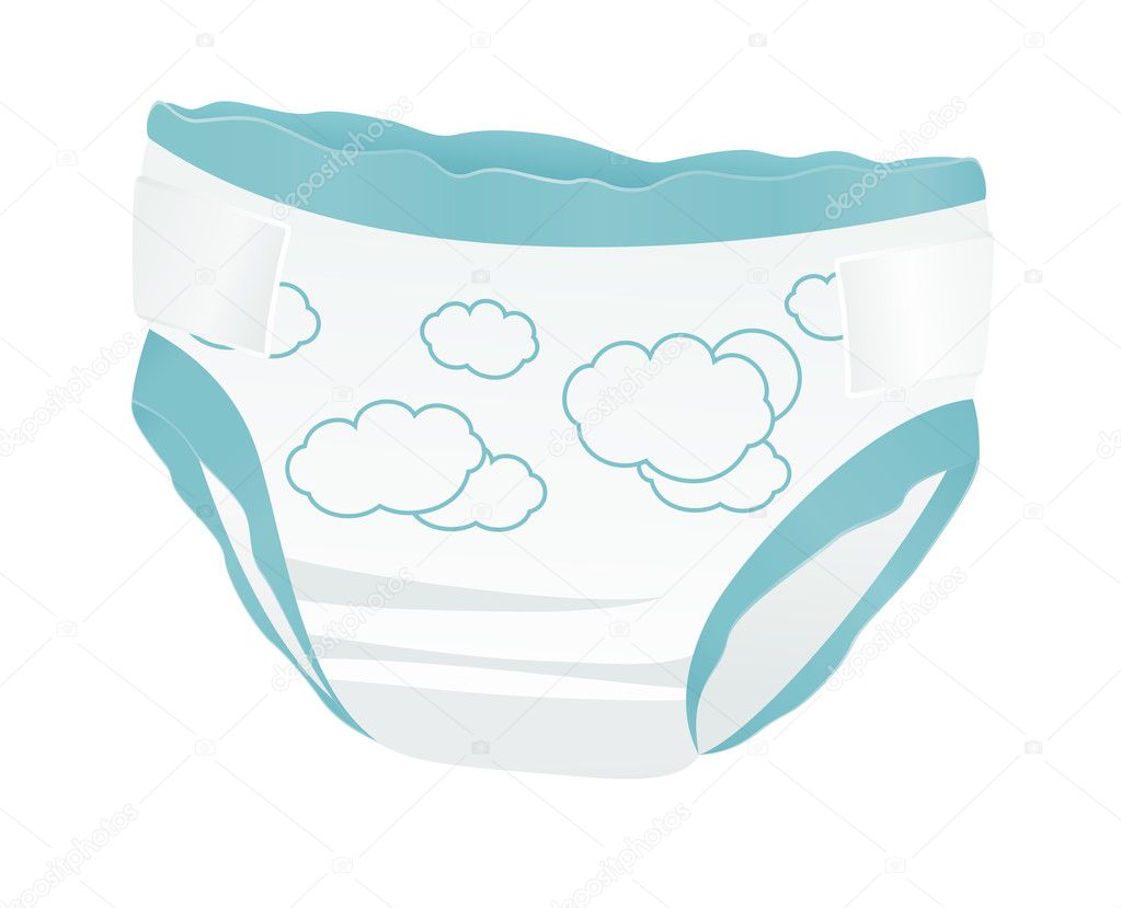 Baby diapers with funny picture. Vector