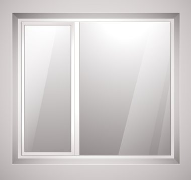 Plastic window with white frame. Vector