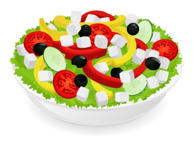 İzole sebze salatası (Yunan salatası)