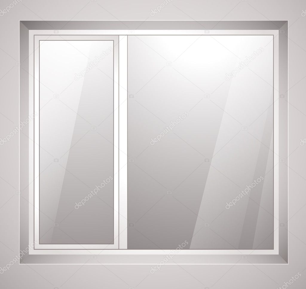 Plastic window with white frame. Vector