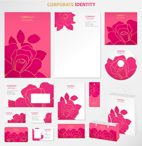 Business style (template) with pink floral pattern