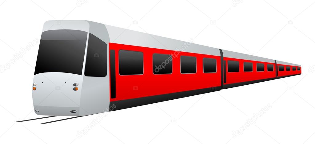 Isolated Train with red carriage