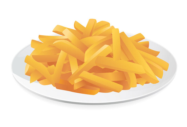 Isolated Golden French fries on a plate