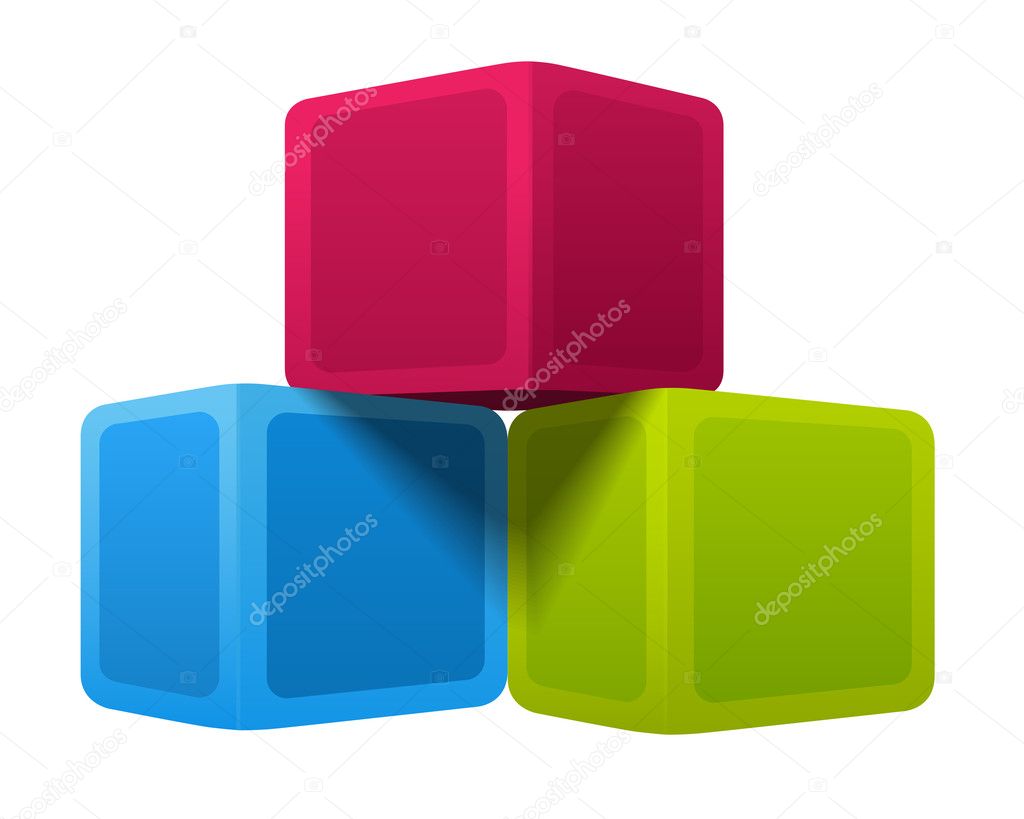 Isolated colorful 3d cubes. Pyramid