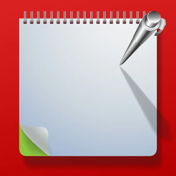 Spring Notebook with silver pen — Stock Vector