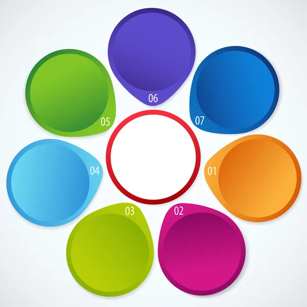 Banderas circulares de colores con flecha y lugar para su texto — Vector de stock