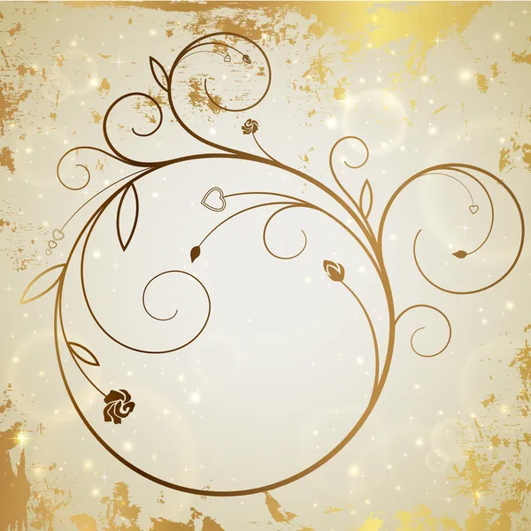 円形花柄 (バナーのゴールドのベクトルの背景) — ストックベクタ