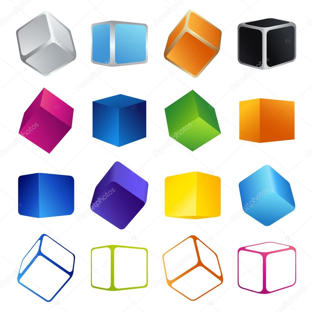 Isolated colorful 3d shape cubes