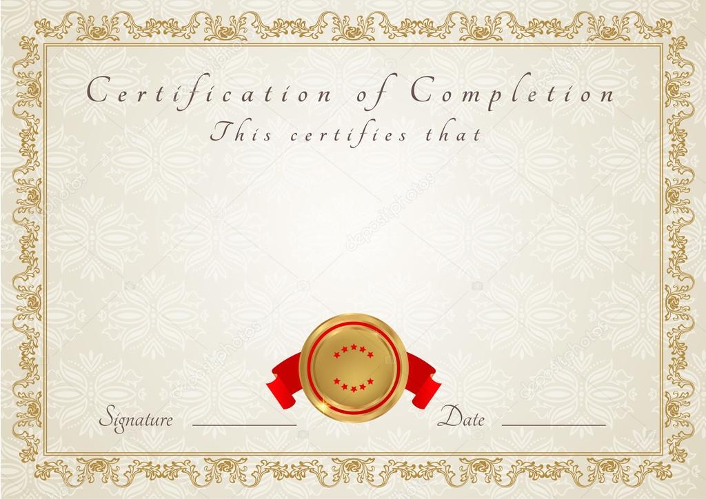 Horizontal certificate of completion (template)