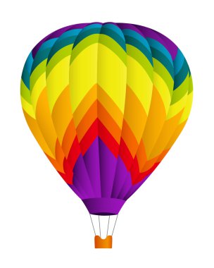 İzole renkli (gökkuşağı) sıcak hava balonu. Vektör